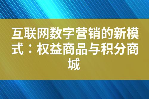 互联网数字营销的新模式:权益商品与积分商城