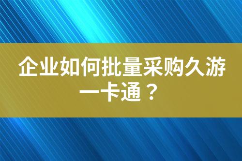 企业如何批量采购久游一卡通?
