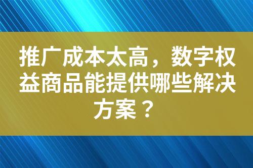 推广成本太高,数字权益商品能提供哪些解决方案?