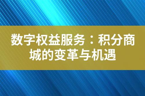 数字权益服务:积分商城的变革与机遇