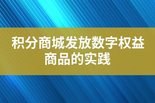 积分商城发放数字权益商品的实践