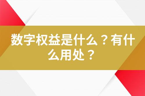 数字权益是什么?有什么用处?