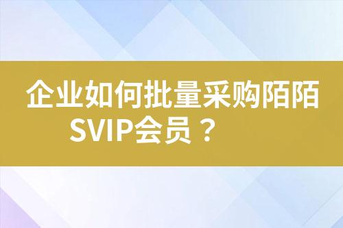 企业如何批量采购陌陌SVIP会员?