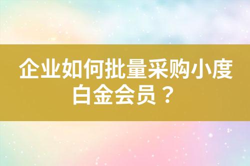 企业如何批量采购小度白金会员?