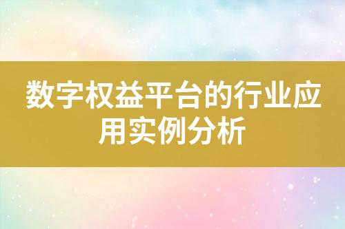 数字权益平台的行业应用实例分析
