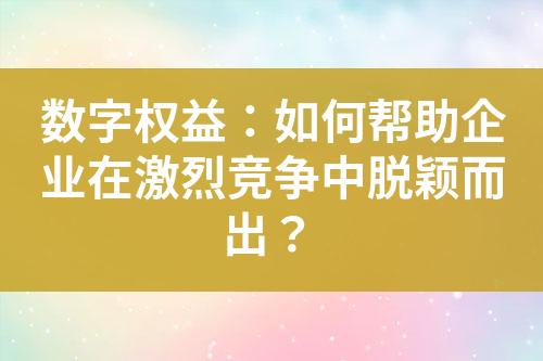 数字权益:如何帮助企业在激烈竞争中脱颖而出?