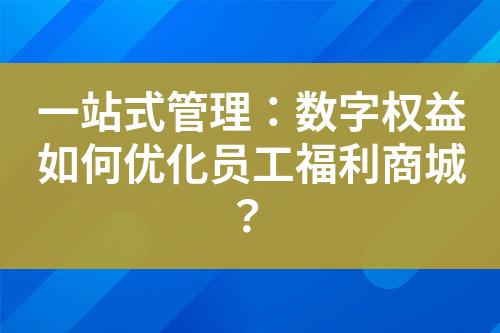 一站式管理:数字权益如何优化员工福利商城?