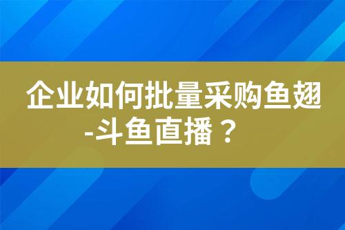 企业如何批量采购鱼翅-斗鱼直播?