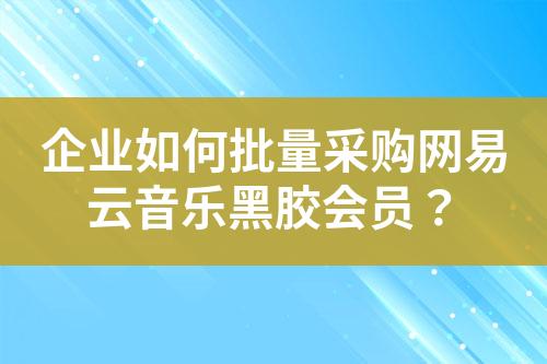 企业如何批量采购网易云音乐黑胶会员?