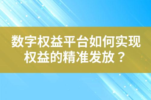 数字权益平台如何实现权益的精准发放?