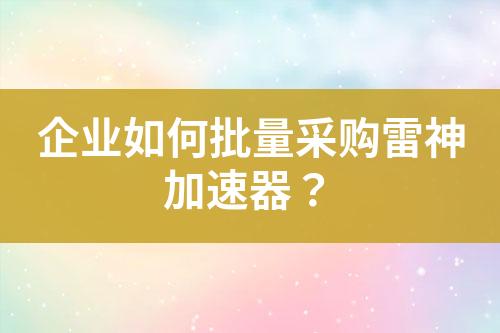 企业如何批量采购雷神加速器?