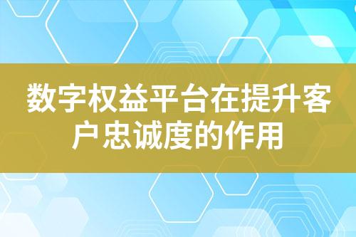 数字权益平台在提升客户忠诚度的作用
